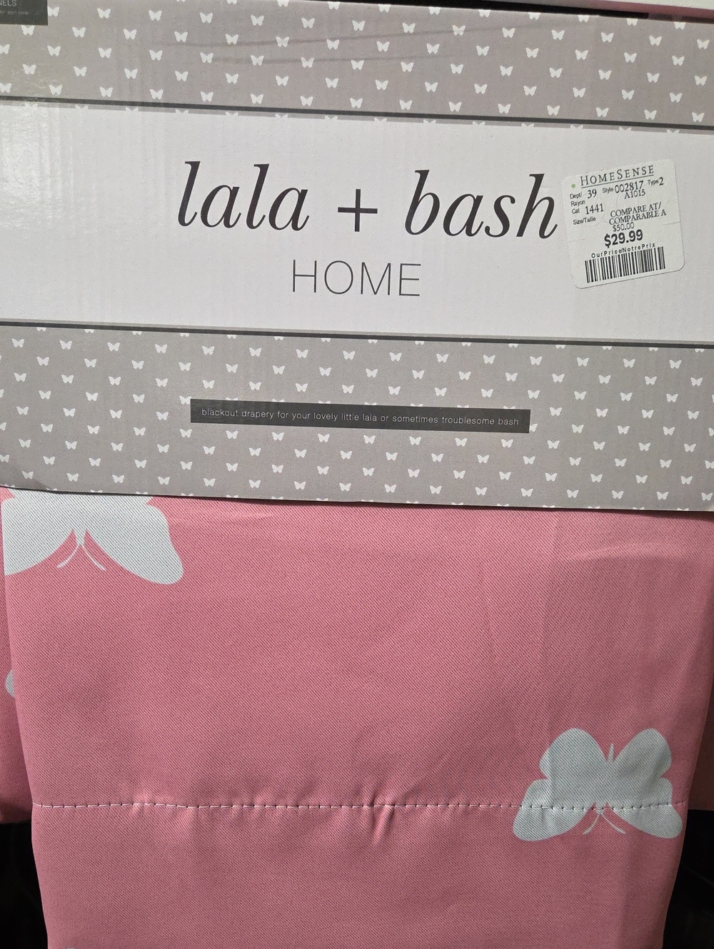 HOME Pink Butterfly Blackout Curtain 2 Sets Of 2. 4 Panels